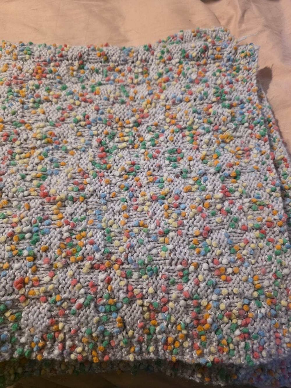 Handmade Chunky Knit Baby Blanket with Multicolor Bobbles